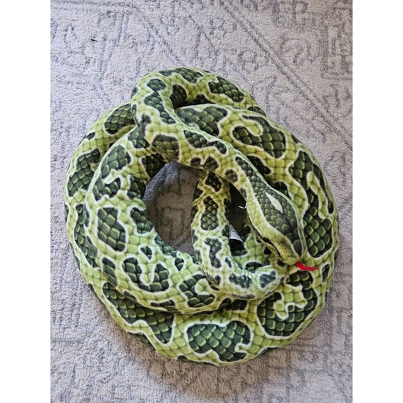 Tiger Tale Toys Plush Giant Green Snake 9 Feet  Long Red Tongue - Picture 1 of 5